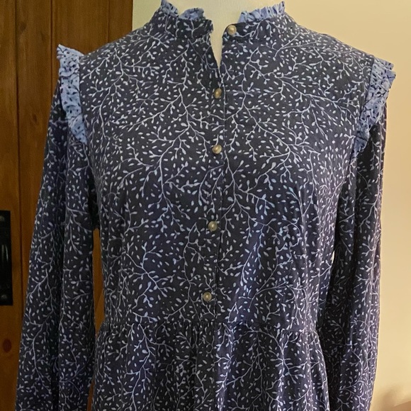 Universal Thread Navy long sleeve Ruffle Dress Mid - Picture 2 of 12